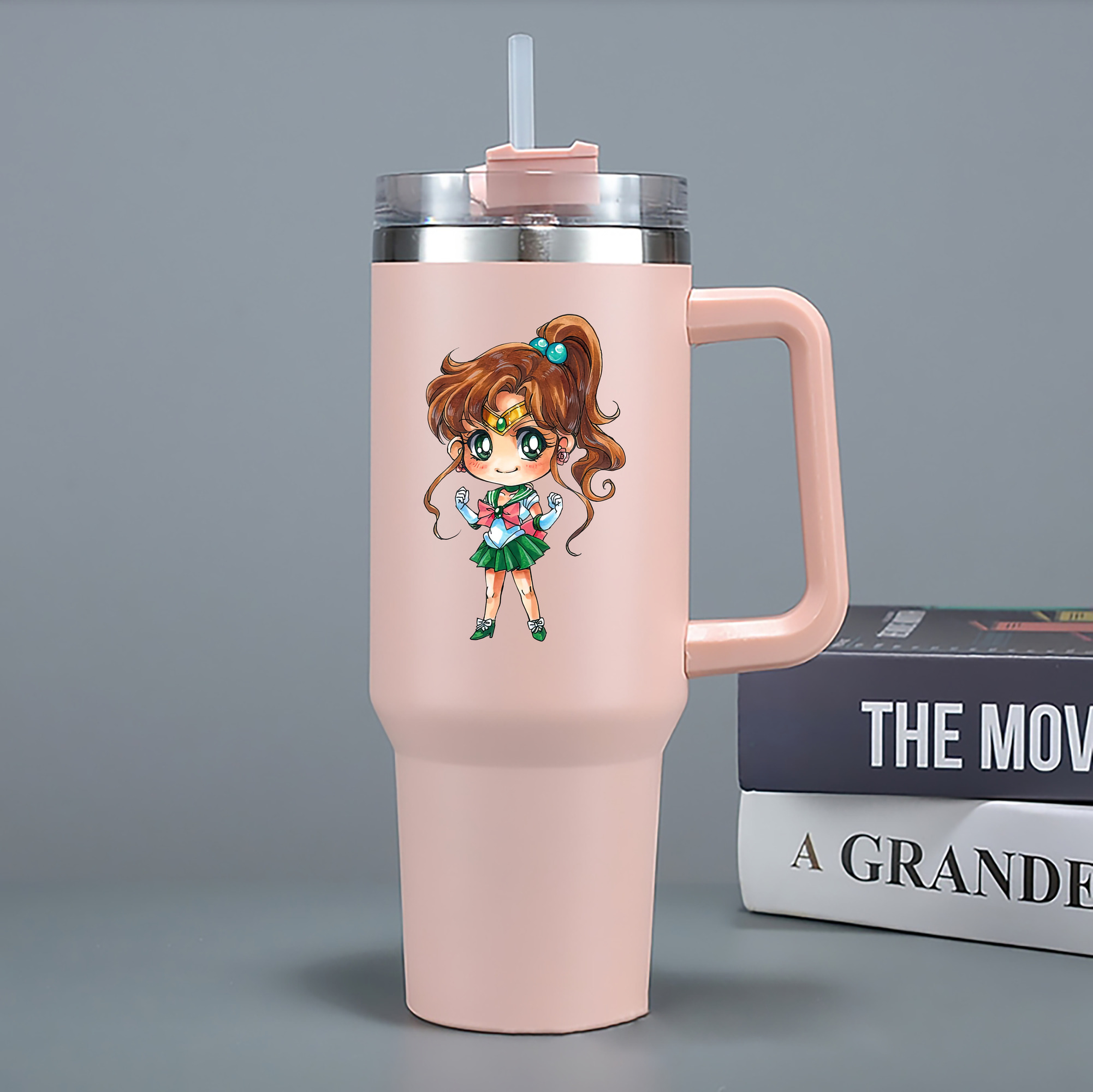 （画像用） 美少女戦士セーラームーン 木野 まこと きの まこと Sailor Moon Kino Makoto （セーラージュピター；Sailor Jupiter） 1200mL車用タンブラー - クリスタルステッカー（プラスチックストロー付き）